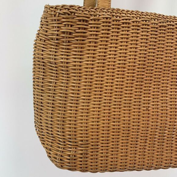 Fossil Tan Leather Woven Hand Bag Purse - Picture 4 of 12